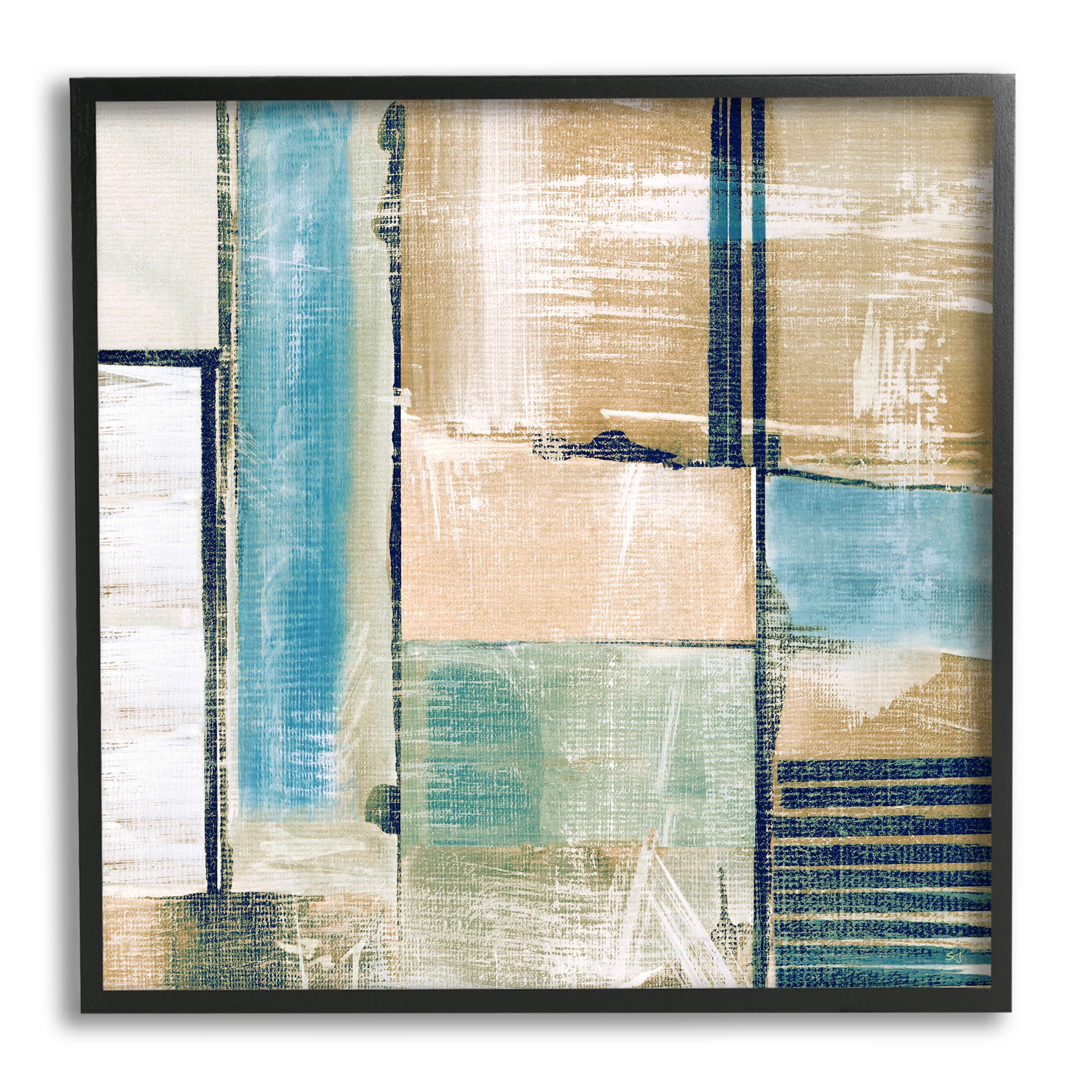 Geometric Shapes Collage Composition Abstract Painting Black Framed Art Print Wall Art