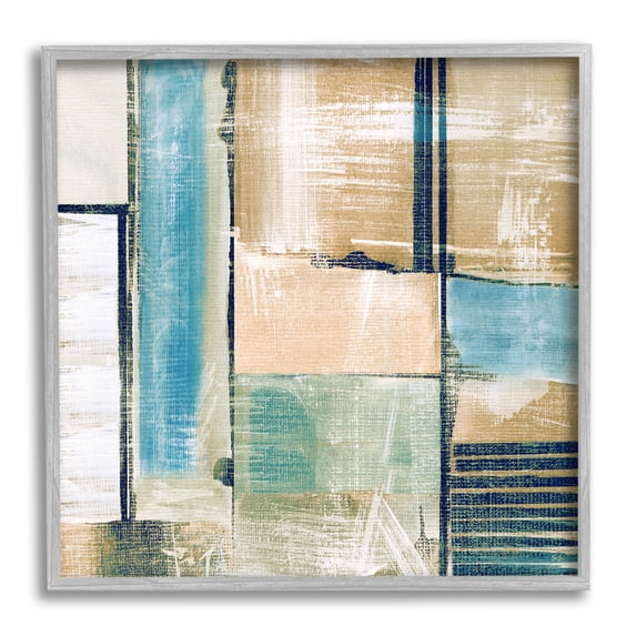 Geometric Shapes Collage Composition Abstract Painting Gray Framed Art Print Wall Art
