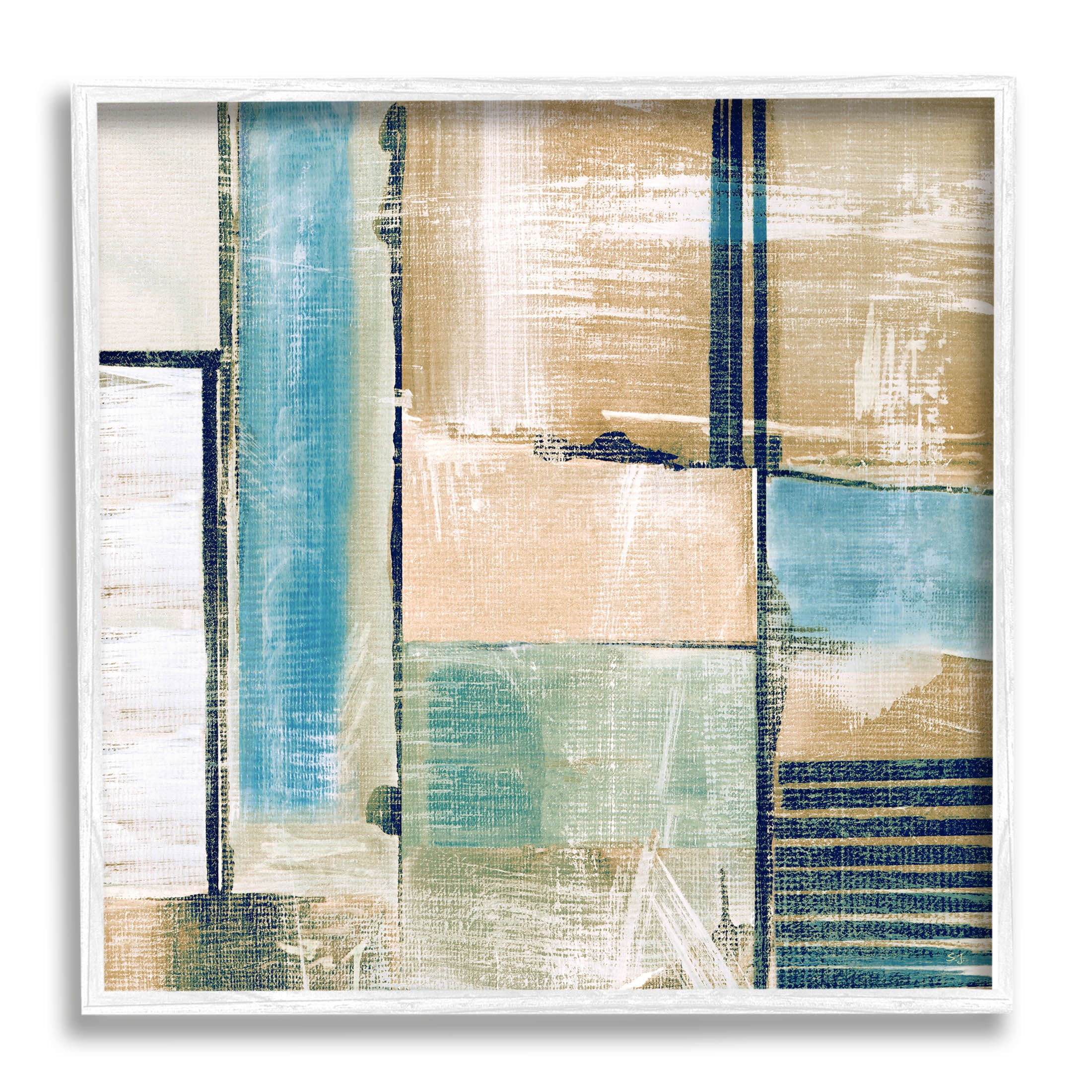 Geometric Shapes Collage Composition Abstract Painting White Framed Art Print Wall Art
