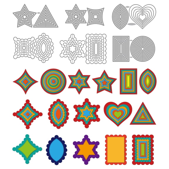 Geometric Shapes Metal Cutting Dies Rectangle Frame Die Cuts Stencils Lace Trim Frames Embossing Template Dies