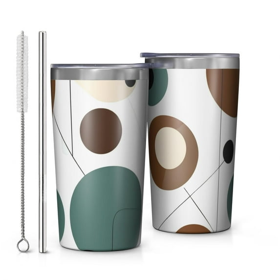 Geometric Shapes Pattern 10oz Tumblers Stainless Steel Tumbler with Lid and Straw,Vacuum Insulated Double Wall Travel Tumbler Cups with Cleaning Brush for Coffee, Tea