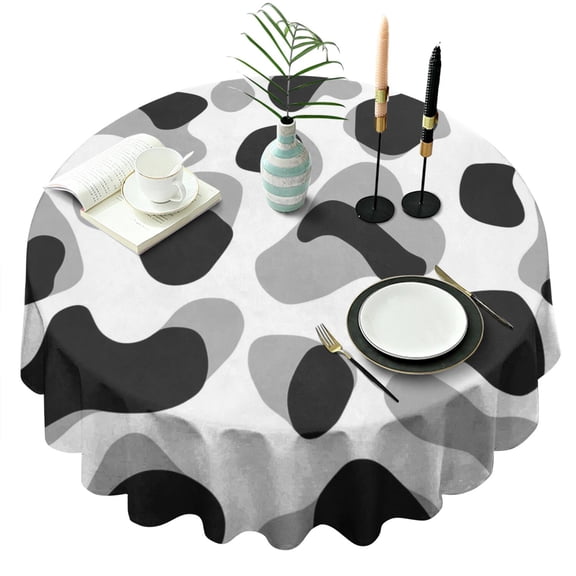 Geometric Shapes Pattern Round Tablecloth 60" X 60",Wrinkle Wipeable Table Cloth for Kitchen Dining Room Picnic Patio Party