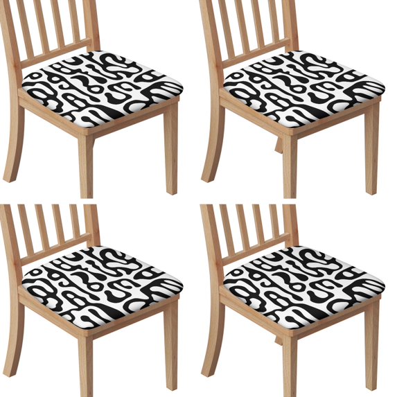 Geometric Shapes Pattern Seat Covers for Dining Room Chairs Set Of 4,Stretch Printed Washable Chair Seat Cover with Elastic Ties and Button,Removable Waterproof Couch Cushion Covers