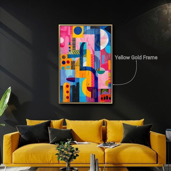 Geometric Shapes Poster Expressive Wall Art Abstract Forms Poster Vibrant Colors Wall Decor Ready To Hang, Unframed Poster Size 8x12