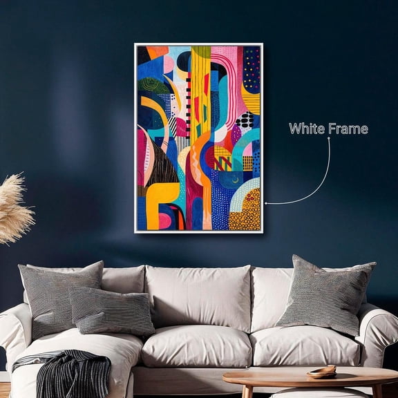 Geometric Shapes Poster Modern Abstract Wall Art Vibrant Colors Poster Expressive Wall Decor Ready To Hang, Stretched Canvas Size 8x12