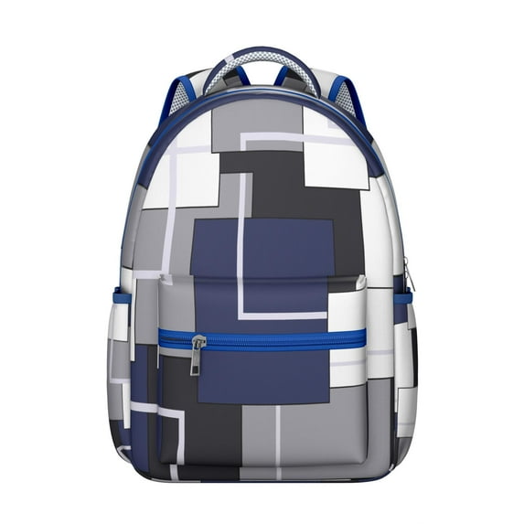 Geometric Shapes Print Backpack with Texture, Trendy Laptop Bookbag for College, School, Work, Durable Travel Daypack with Organizer, Awesome Gift Idea