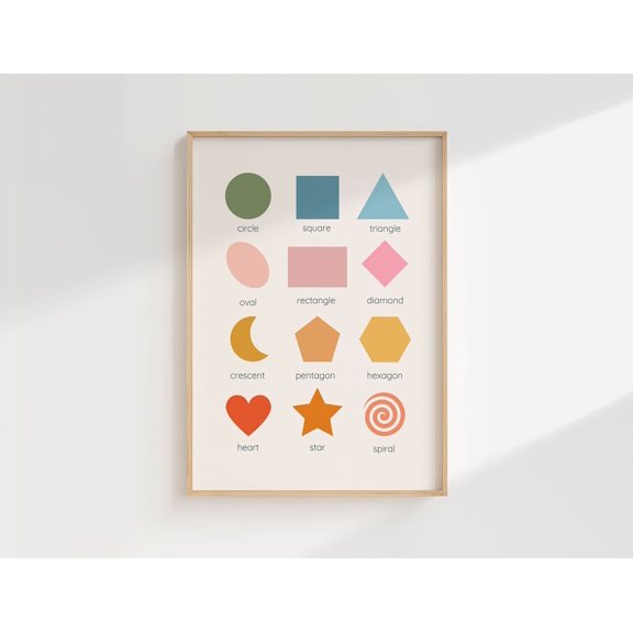 Geometric Shapes Print Educational Nursery Playroom Unframed Paper Print