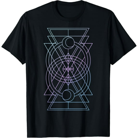Geometric Shapes Purple To Blue Gradient T-Shirt men and women can wear, black, white, gifts