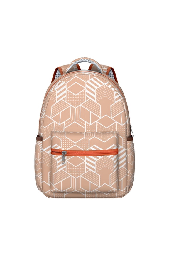 Geometric Shapes Texture Backpack with Organizer - Durable Bookbag for School College Students, Large Capacity Laptop Bag for Campus Commute, Stylish and Practical Gift for Busy Scholars