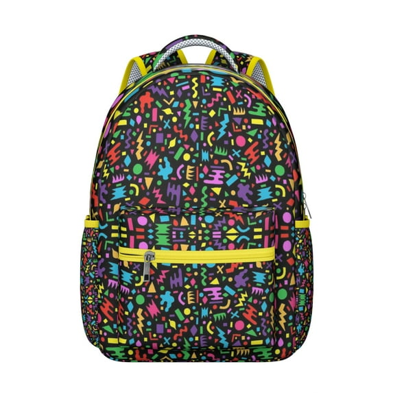 Geometric Shapes Texture Designer Backpack for Students and Teachers, Functional Laptop Bookbag with Compartments, School College Work or Travel Daypack Gift