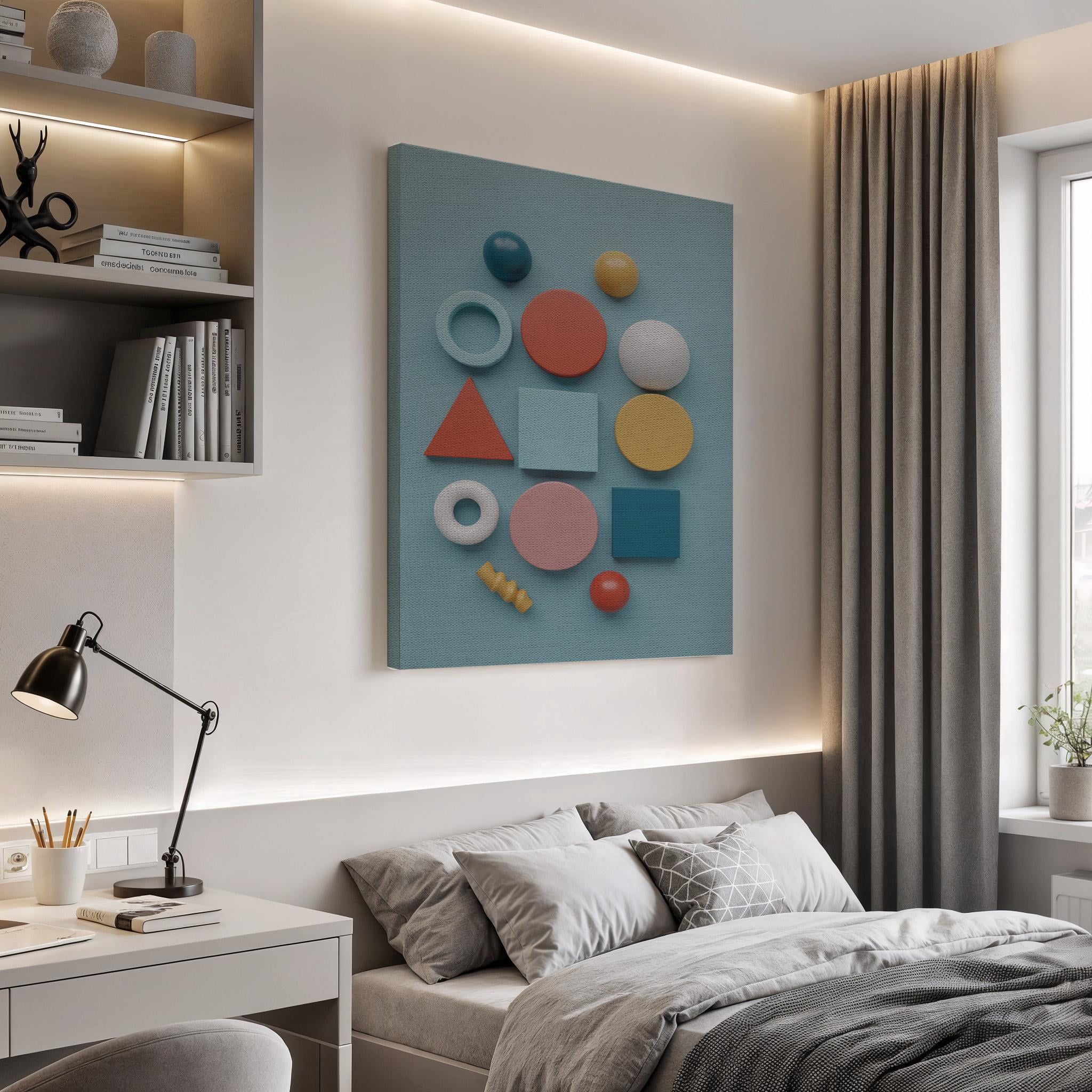 Geometric Figurer Geometric Shapes Wall Art, Modern Colorful 3D Form Poster, Office Or ...