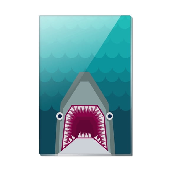 Geometric Shark Blue Rectangle Acrylic Fridge Refrigerator Magnet