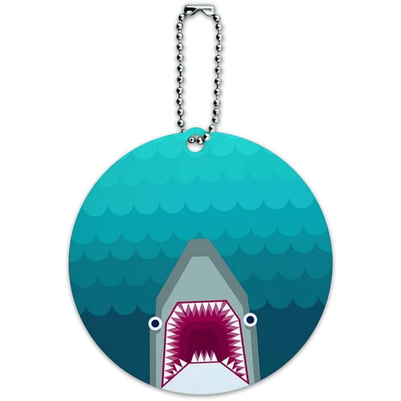 Geometric Shark Blue Round Luggage ID Tag Card for Suitcase or Carry-On