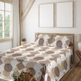 thumbnail image 1 of Ambesonne Geometric Fitted & Flat Sheet with Shams 4 Pcs Set, Earthy Striped Squares, Calking, Chocolate Brown and Off White, 1 of 1