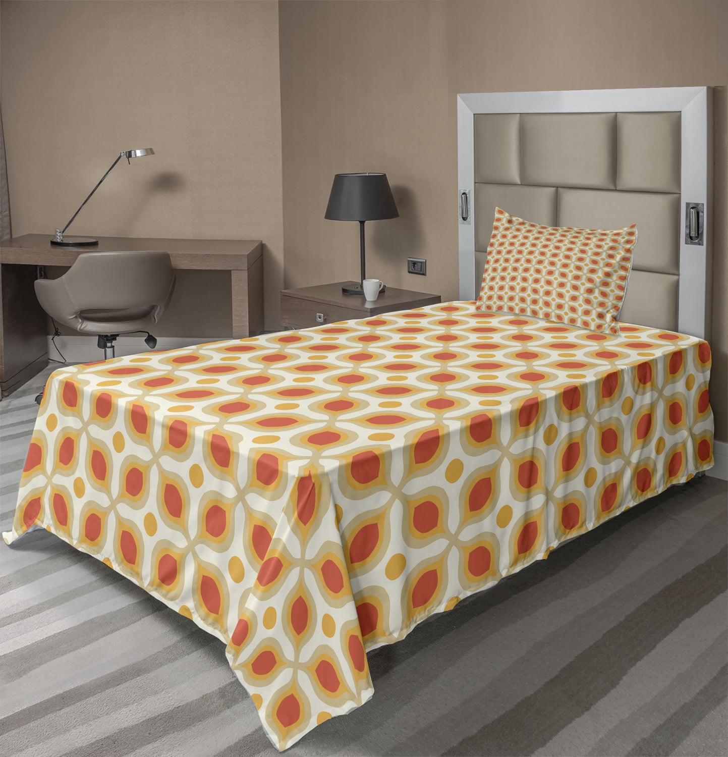Geometric Sheet Set, Linked Bold Geometric Shapes 70s Vintage ...