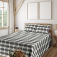 thumbnail image 1 of Ambesonne Geometric Fitted & Flat Sheet with Shams 4 Pcs Set, Round Pattern Minimalist, Queen, Charcoal Grey and Eggshell, 1 of 5