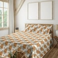 thumbnail image 1 of Ambesonne Geometric Fitted & Flat Sheet with Shams 4 Pcs Set, Linear Pattern Print Art, Full, Pale Earth Yellow and Ivory, 1 of 5