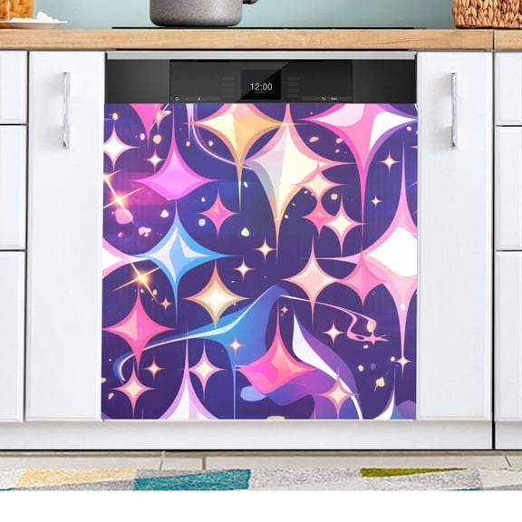 Geometric Shiny Pattern Dishwasher Magnetic Refrigerator Magnet Cover Kitchen Art Panel Decal Sticker Home Decorative 23"x26"