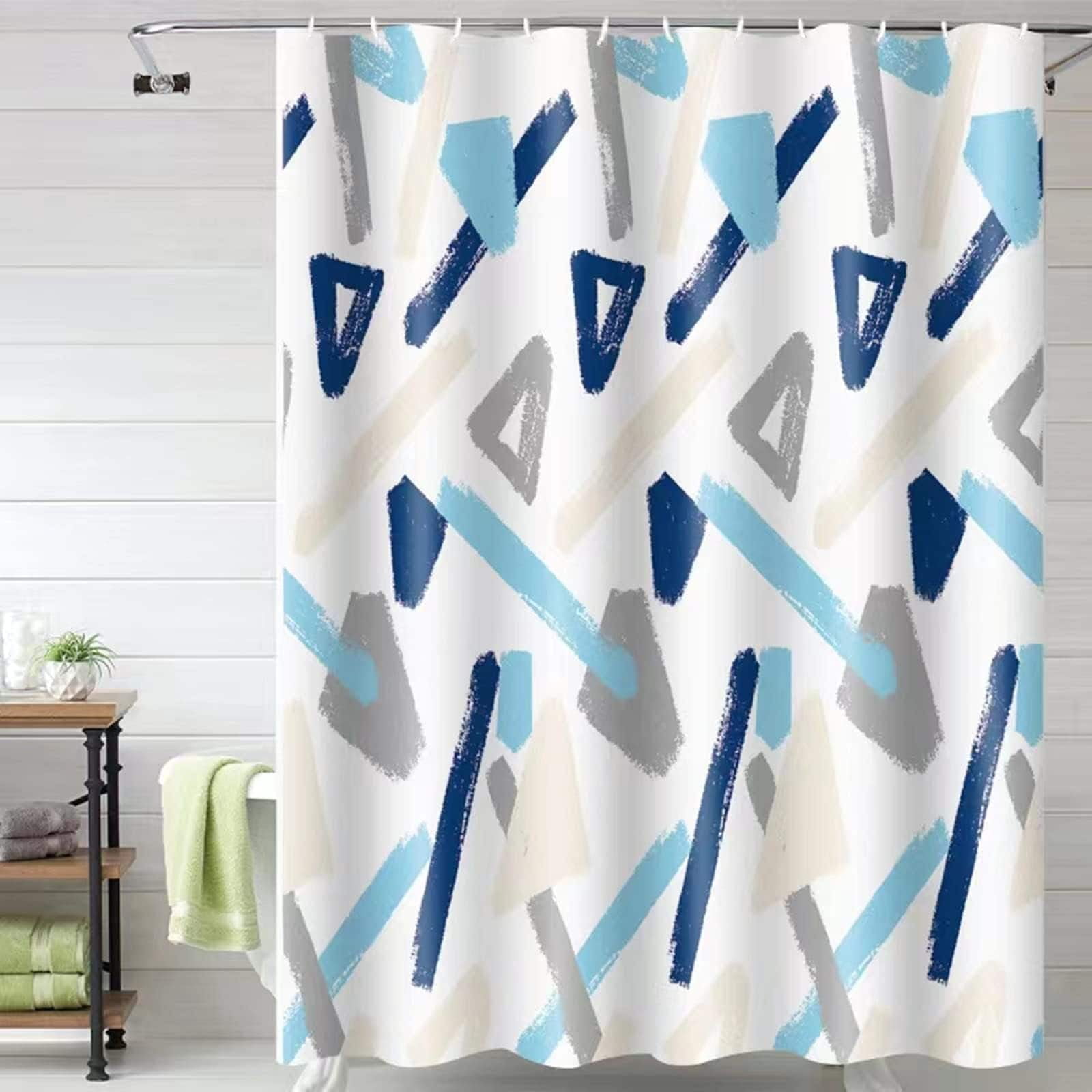Translucent Geometric Pattern Fabric Shower Curtain, 72 x 72 Inches