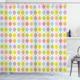 thumbnail image 1 of Geometric Shower Curtain, Argyle Pattern Formed by Dashed Lines Crossing Over Soft Colored Diamond Figures, Fabric Bathroom Set with Hooks, 69W X 84L Inches Extra Long, Multicolor, by Ambesonne, 1 of 3