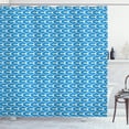 thumbnail image 1 of Geometric Shower Curtain, Bicolour Design Modern Simplistic Pattern with Rhythmic Creative Shapes, Fabric Bathroom Set with Hooks, 69W X 70L Inches, Sea Blue Lime Green, by Ambesonne, 1 of 3