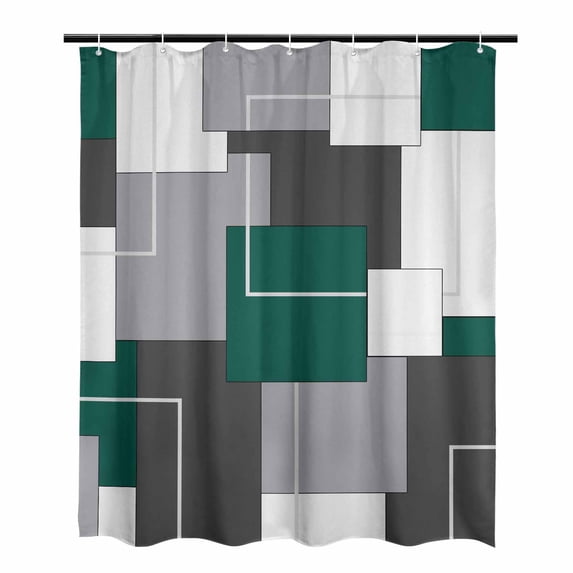 Geometric Shower Curtain Geometric Waterproof Shower Curtain Set Minimalism Shower Curtain Liner with Hooks Machine Washable Modern Decorative Polyester Cloth Shower Curtains for Bathroom