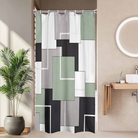 Geometric Shower Curtain Geometric Waterproof Shower Curtain Set Minimalism Shower Curtain Liner with Hooks Machine Washable Modern Decorative Polyester Cloth Shower Curtains for Bathroom