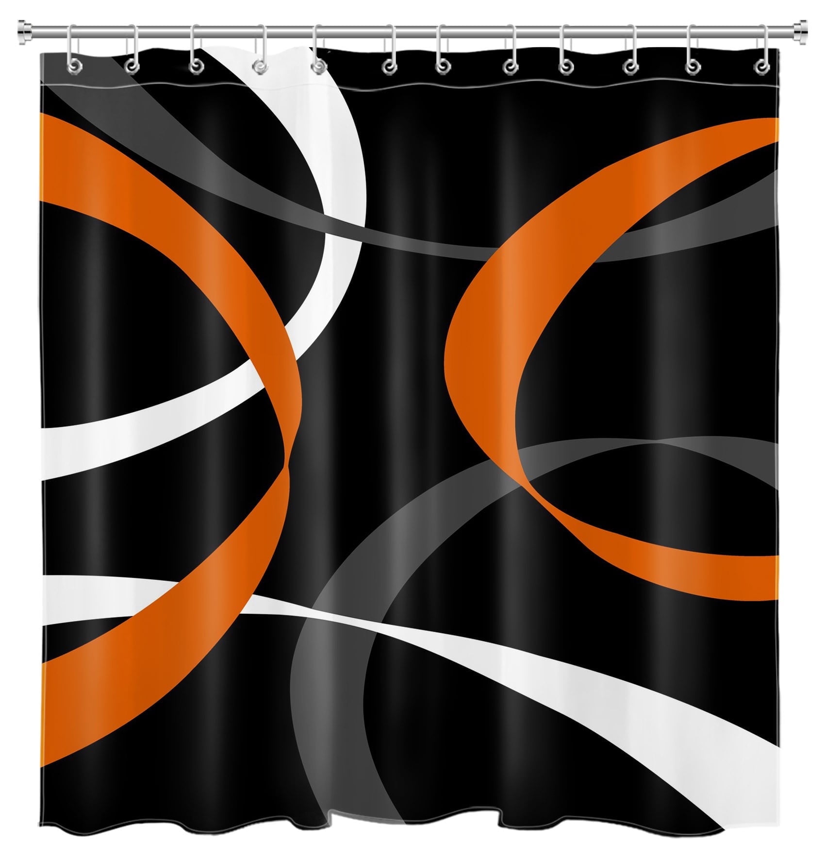 Geometric Shower Curtain Modern Abstract Orange Bathroom Shower Curtain Retro Aesthetic Mid Century Art Home Decor Waterproof Durable Shower Curtain Accessories with 12 Hooks 72x78 Inches