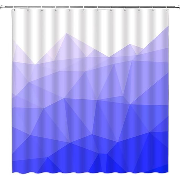 Geometric Shower Curtain Navy Violet Ombre Mountain Modern Popular Fabric Bathroom Curtains Decor Set With Hooks 36"W x 72"L (Pack of 1)