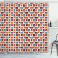 thumbnail image 1 of Geometric Shower Curtain, Retro Colored Motley Pattern with Squares and Rectangles in a Symmetric Order, Fabric Bathroom Set with Hooks, 69W X 70L Inches, Multicolor, by Ambesonne, 1 of 3