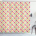 thumbnail image 1 of Geometric Shower Curtain, Valentines Day Concept Colorful Heart Figures on a Chalky Tainted Background, Fabric Bathroom Set with Hooks, 69W X 75L Inches Long, Multicolor, by Ambesonne, 1 of 3