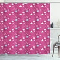 thumbnail image 1 of Geometric Shower Curtain, Vintage Memphis Style Triangles Hexagons and Squares Eighties Design, Fabric Bathroom Set with Hooks, 69W X 84L Inches Extra Long, Pink Pale Blue Black, by Ambesonne, 1 of 3