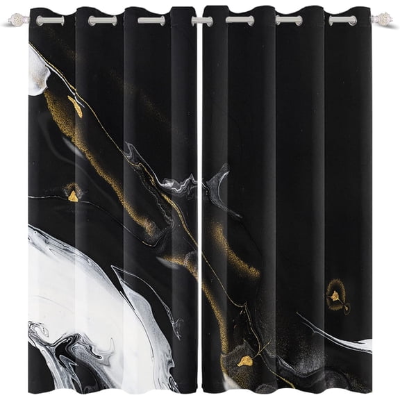 Geometric Simplicity Grommet Thermal Insulated Window Curtain, Creative Gold Sprinkling Bedroom Blackout Curtains Soft Window Curtain For Nursery Elegant Home Decoration 52"W x 96"L (Pack of 2)
