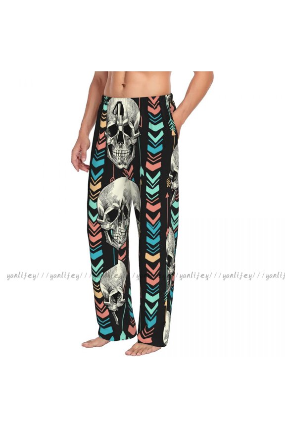 Geometric Skull Mens Woman Pajamas Pyjamas Pants Lounge Pants Sleep Bottoms