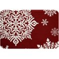 Geometric Snowflake Bath Mats for Bathroom,Red and White Bathroom Mats