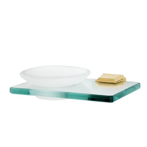 Geometric Soap Holder with Dish, Polished Brass