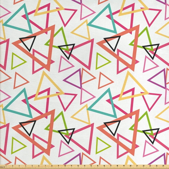 Geometric Sofa Upholstery Fabric by the Yard, Abstract Triangles Angular Tribal Motifs Colorful Shapes Pattern, Decorative Fabric for DIY and Home Accents, Multicolor by Ambesonne
