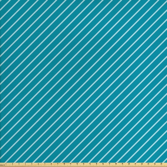Ambesonne Geometric Fabric by the Yard Upholstery, Striped Cruise Colors, 2 Yards, Pale Blue Teal