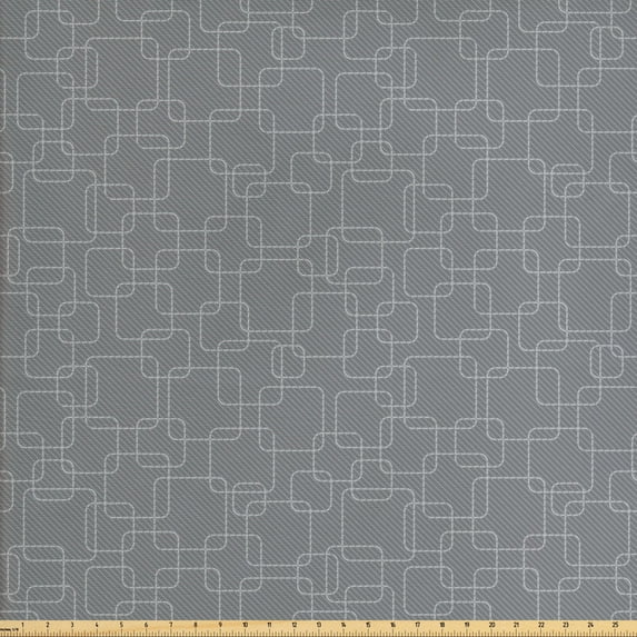 Ambesonne Geometric Fabric by the Yard Upholstery, Interlink Tileable Motif, 2 Yards, Pearl Taupe Grey
