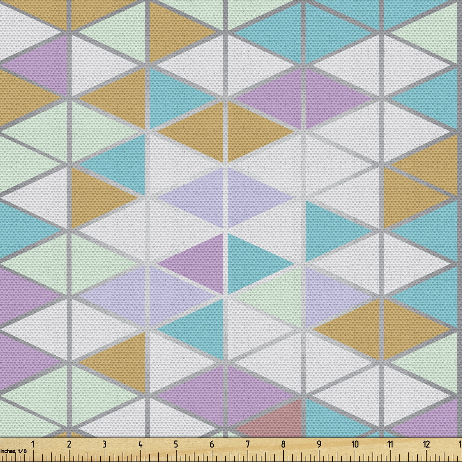 Ambesonne Geometric Fabric by the Yard Upholstery, Pastel Rhombus ...