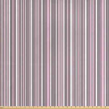 Ambesonne Geometric Fabric by the Yard Upholstery, Vertical Line Art, 10 Yards, Warm Taupe Pink White