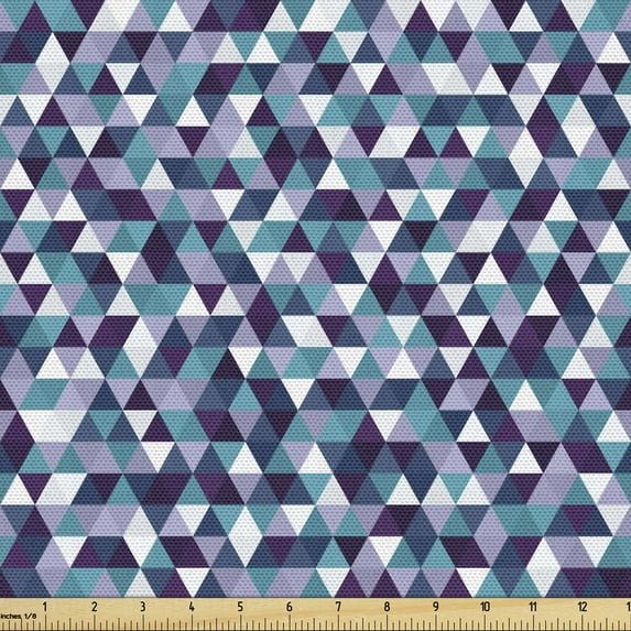Ambesonne Geometric Fabric by the Yard Upholstery, Mosaic Triangles Pattern, 5 Yards, Dark Lavender Sea Blue