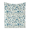 thumbnail image 1 of Geometric Soft Flannel Fleece Blanket, Abstract Lines Dots of Many Sizes Modern Pattern Ornamental Minimalistic, Cozy Plush for Indoor and Outdoor Use, 50" x 60", Blue Eggshell Black, by Ambesonne, 1 of 5
