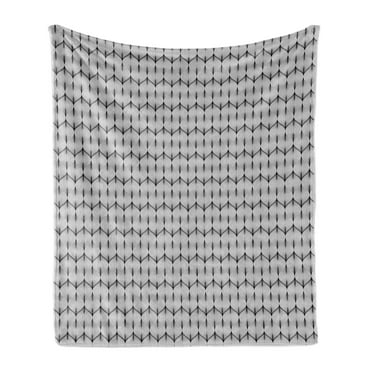 Geometric Soft Flannel Fleece Blanket, Abstract Tiling Illustration with Wavy Lines Forming Curves Monochrome Optical, Cozy Plush for Indoor and Outdoor Use, 50" x 70", Black White, by Ambesonne