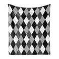 thumbnail image 1 of Geometric Soft Flannel Fleece Blanket, Black and White Symmetrically Aligned Rhombus Diamonds Background, Cozy Plush for Indoor and Outdoor Use, 50" x 70", Grey Pale Grey and Black, by Ambesonne, 1 of 6