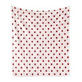 thumbnail image 1 of Geometric Soft Flannel Fleece Blanket, Classical Pattern with Country Picnic Theme Retro Style Polka Dot Shapes, Cozy Plush for Indoor and Outdoor Use, 60" x 80", White and Vermilion, by Ambesonne, 1 of 5
