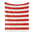 thumbnail image 1 of Geometric Soft Flannel Fleece Blanket, Classical Striped Pattern Bold Lines in Horizontal Direction Old Fashioned, Cozy Plush for Indoor and Outdoor Use, 50" x 60", Vermilion White, by Ambesonne, 1 of 5