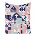 thumbnail image 1 of Geometric Soft Flannel Fleece Blanket, Contemporary Art Design Formed of Groovy Shapes Tricolor Doodle, Cozy Plush for Indoor and Outdoor Use, 50" x 60", Blush Indigo and Mint Green, by Ambesonne, 1 of 5