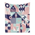 thumbnail image 1 of Geometric Soft Flannel Fleece Blanket, Contemporary Art Design Formed of Groovy Shapes Tricolor Doodle, Cozy Plush for Indoor and Outdoor Use, 50" x 70", Blush Indigo and Mint Green, by Ambesonne, 1 of 5
