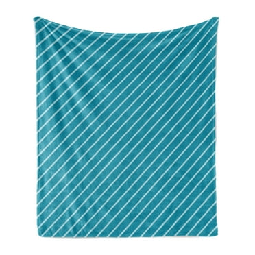 Geometric Soft Flannel Fleece Blanket, Diagonal Striped Pattern Mediterranean Cruise Colors Ocean Travel Adventure, Cozy Plush for Indoor and Outdoor Use, 50" x 70", Pale Blue Teal, by Ambesonne